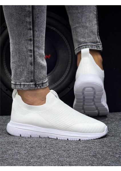 Unisex Ortopedik Bağcıksız Triko Spor Ayakkabı-Beyaz fırsatları