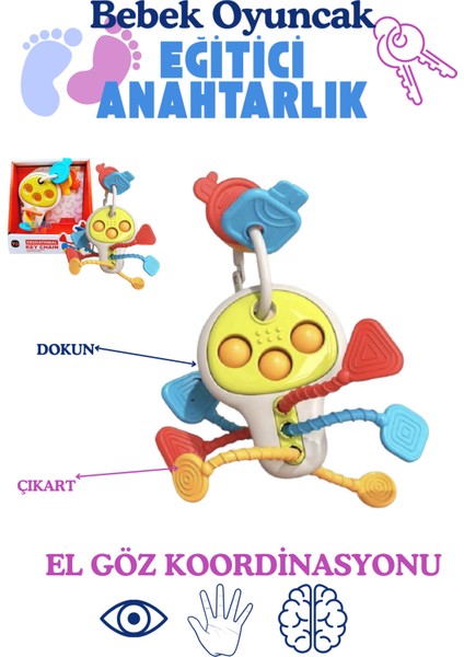 Bebek Oyuncağı Eğitici Anahtarlık ve Çık Çıkar Oyuncak El ve Göz Kordinasyonu
