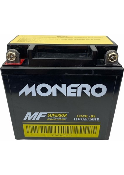 12 Volt 9 Amper Monero Jelli Tam Kapalı Dik Akü