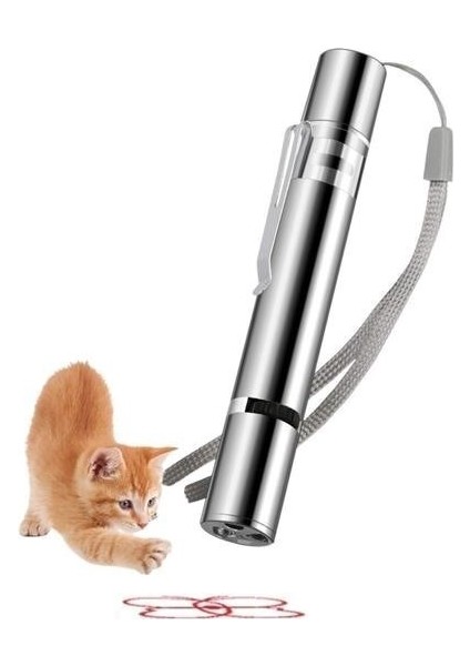 Omb Store USB Ile Şarj Edilebilen 3ın 1 Kırmızı Işık +Beyaz LED Meşale Işık + Uv El Feneri Kedi Lazeri