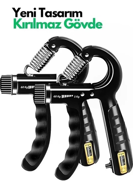 Ayarlı (Sayaçlı) El Yayı 5-60 kg Ayarlanabilir Bilek Kas Güçlendirme Aleti Kaydırmaz Damar Çıkartıcı