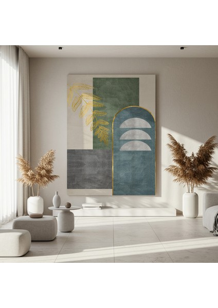 Altın Varaklı Geometrik Soyut Tablo fırsatları