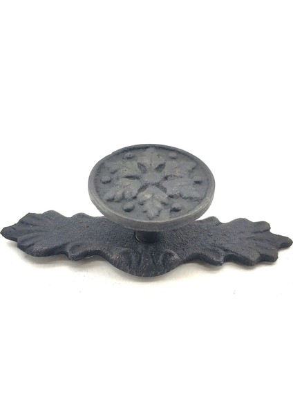 Antika Tarz Dekoratif Pirinç Çiçek Düğme - 27X70 Mm, Oksit