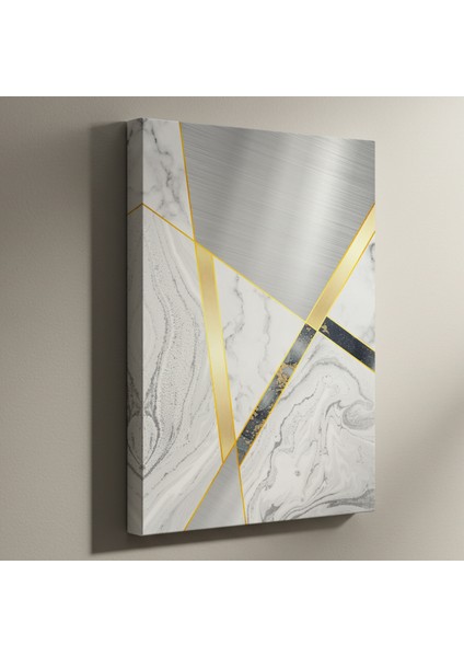 Gri ve Altın Geometrik Soyut Tasarım Tablosu