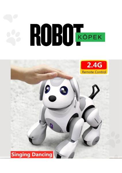 Robot Köpek Full Fonksiyon Şarjlı Interaktif Akıllı Sesli Işıklı Yürüme ve Dans Etme Özellikli fırsatları