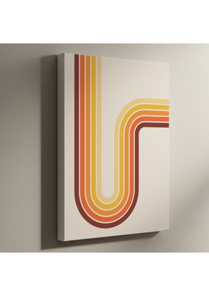 Retro Eğri Çizgiler Soyut Sanat Tablosu