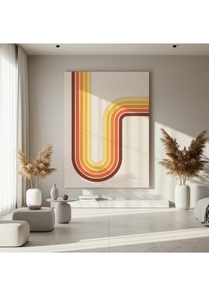 Retro Eğri Çizgiler Soyut Sanat Tablosu fırsatları