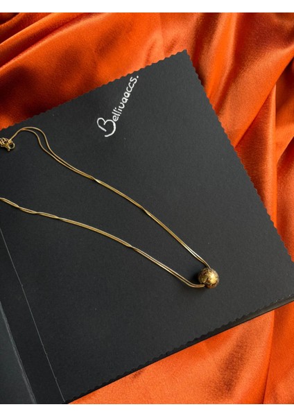 Çelik Yuvarlak Detaylı Çift Zincir Kolye