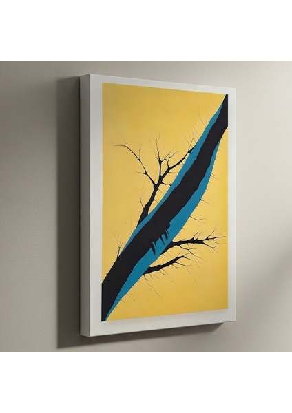 Soyut Sarı-Mavi Çizgiler Tablosu