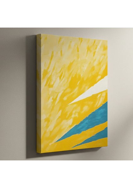 Soyut Sarı Mavi Tuval Tablosu
