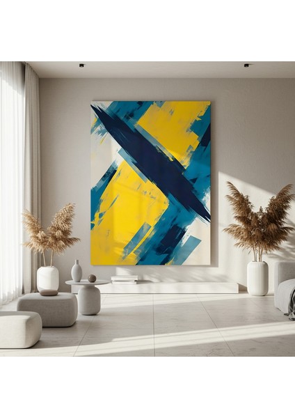Soyut Sarı Mavi Tuval Tablosu fırsatları
