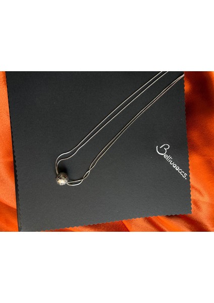 Çelik Yuvarlak Detaylı Çift Zincir Kolye