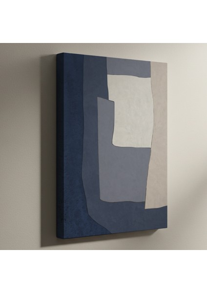 Soyut Mavi ve Krem Tonlarında Modern Sanat Tablosu