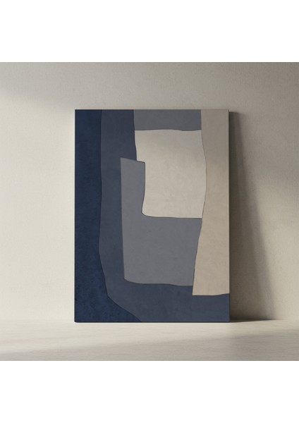 Soyut Mavi ve Krem Tonlarında Modern Sanat Tablosu fiyatları