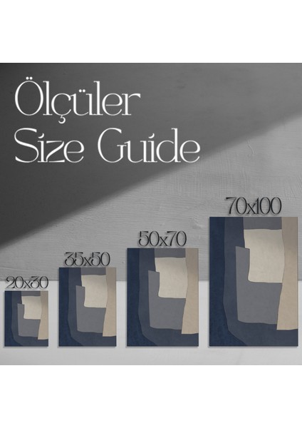 Soyut Mavi ve Krem Tonlarında Modern Sanat Tablosu modelleri