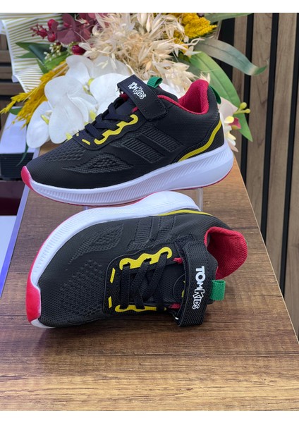 Çocuk Ortopedik Su Geçirmez Spor Ayakkabı-Siyah-Kırmızı modelleri