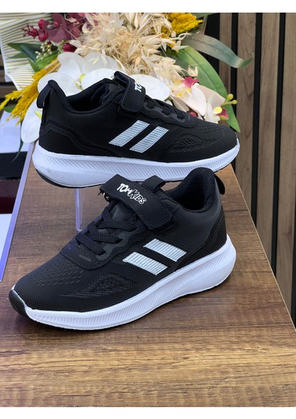 Çocuk Ortopedik Su Geçirmez Spor Ayakkabı-Siyah-Beyaz