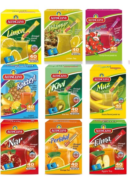9’lu Set Tek Içimlik Içecek Tozu 40 x 1.5 gr