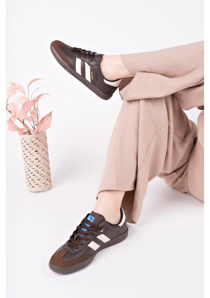 Bağcıklı Unisex Spor Sneaker Ayakkabı-Kahve-Bej fiyatları