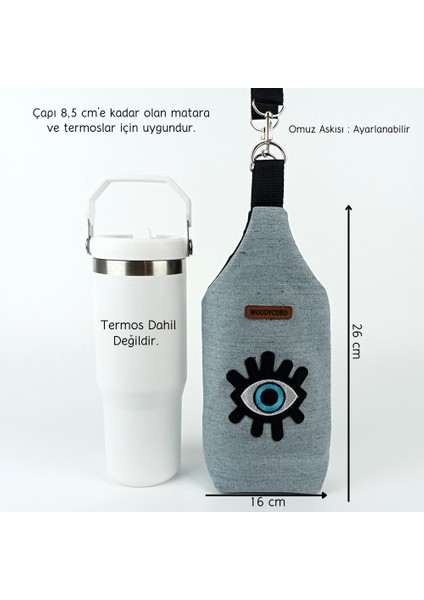 El Yapımı U Model Kot Mavi Göz Matara Termos Kılıfı Iceflow 0,89 fiyatları