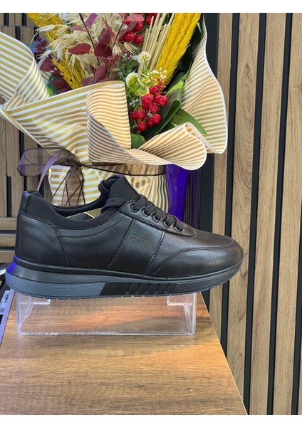 Erkek Bağcıklı Deri Ayakkabı-Siyah fırsatları