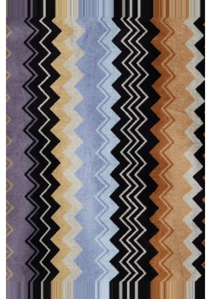 Unisex Giacomo Kapşonlu Bornoz, Pamuklu Kadife, Zikzak Desenli & Konforlu