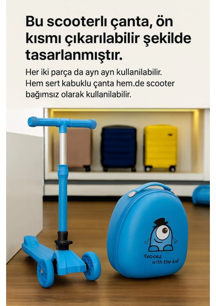 Valiz - Scooter Valiz - Wexta Heybee Serisi Çıkarılabilir Sırt Çantalı Mavi Scooter