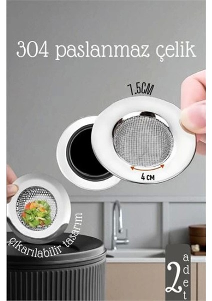 Modacar Lavabo Süzgeci - 7.5 cm Çap 2 Li Set Gider Sügeci Lavabo Süzgeci fiyatları