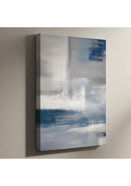 Soyut Mavi ve Gri Tonlarındaki Modern Sanat Tablosu