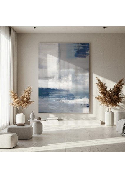 Soyut Mavi ve Gri Tonlarındaki Modern Sanat Tablosu fırsatları