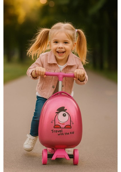 Valiz - Scooter Valiz - Wexta Heybee Serisi Çıkarılabilir Sırt Çantalı Pembe Scooter