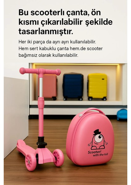 Valiz - Scooter Valiz - Wexta Heybee Serisi Çıkarılabilir Sırt Çantalı Pembe Scooter indirimleri