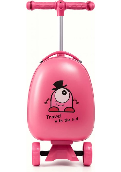 Valiz - Scooter Valiz - Wexta Heybee Serisi Çıkarılabilir Sırt Çantalı Pembe Scooter