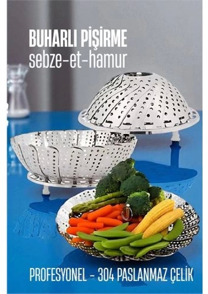 Modacar Sebze Pişirme Sepeti - Buharda Pişirme Haşlama Aparatı Paslanmaz Çelik