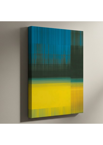 Soyut Sarı Mavi Çizgiler Tablosu