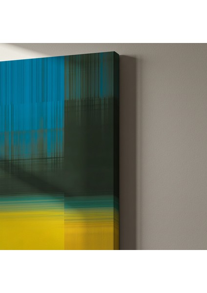 Soyut Sarı Mavi Çizgiler Tablosu indirimleri