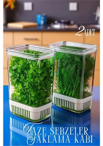 Modacar Yeşillik Saklama Kabı - Taze Yeşillik Için - Soğan Maydanoz Vb Yeşillik Saklama 2 Li Set fiyatları