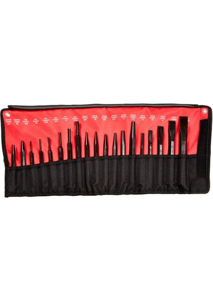 Tools 61019 Zımba ve Keski Seti, Siyah Oksit Kaplama, 19 Parça