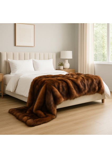 Kırçıllı Koyukahve Peluş Koltuk Şalı (140X140) fiyatları