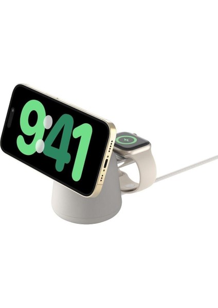 WIZ020VFH37 Boostcharge Pro Kablosuz 2'si 1 Arada Magsafe (15 W) Şarj Istasyonu - Beyaz