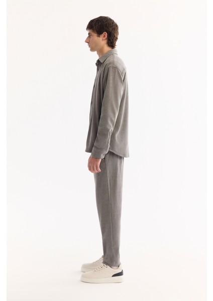 Erkek Gri Klasik Yaka Kadife Comfort Fit Gömlek Ceket A52Y2103 modelleri