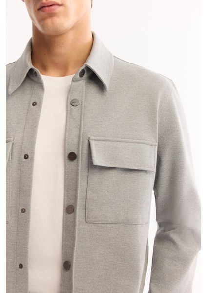 Erkek Gri Klasik Yaka Pamuklu Comfort Fit Gömlek Ceket A52Y2088 indirimleri