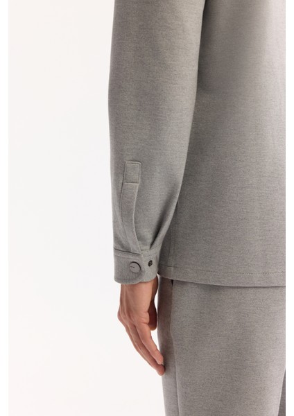Erkek Gri Klasik Yaka Pamuklu Comfort Fit Gömlek Ceket A52Y2088