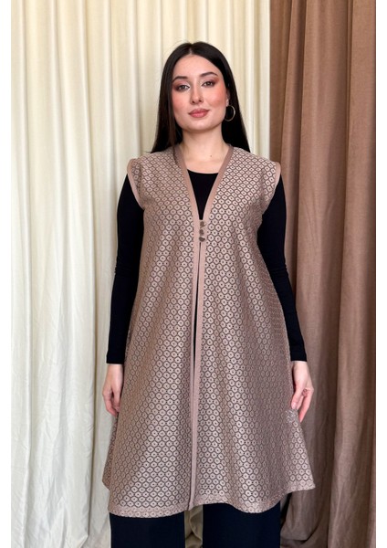 Kadın B.beden Dantel Uzun Yelek 261-2