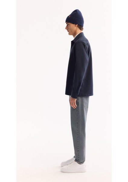 Erkek Lacivert Klasik Yaka Rayon Karışımlı Comfort Fit Gömlek Ceket A52Y2043 modelleri