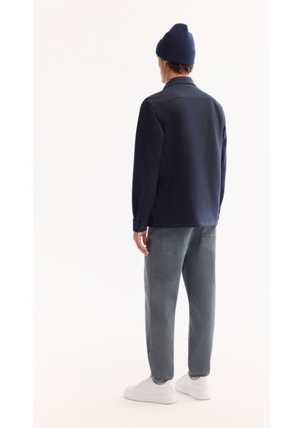 Erkek Lacivert Klasik Yaka Rayon Karışımlı Comfort Fit Gömlek Ceket A52Y2043 fırsatları
