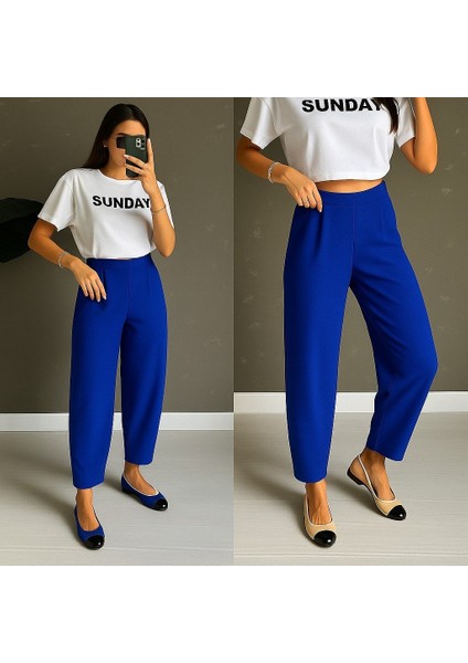 Aknbutik Kadın Yüksek Bel Krep Pantolon modelleri