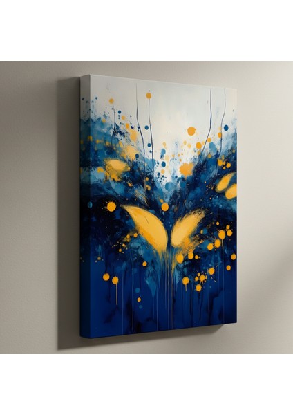 Soyut Mavi ve Sarı Tuval Tablosu