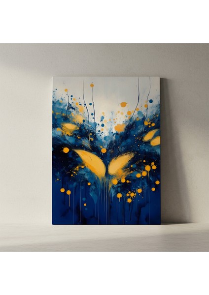 Soyut Mavi ve Sarı Tuval Tablosu fiyatları