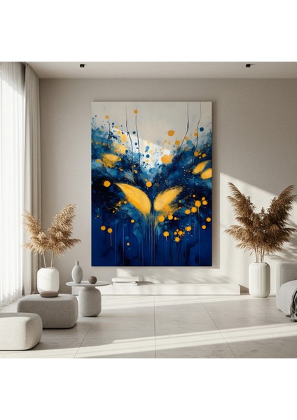 Soyut Mavi ve Sarı Tuval Tablosu fırsatları